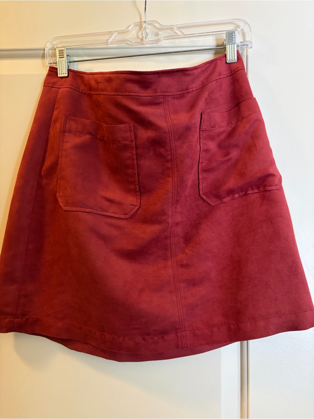 Sanctuary Rust Red Suede Mini Skirt with Front Pockets